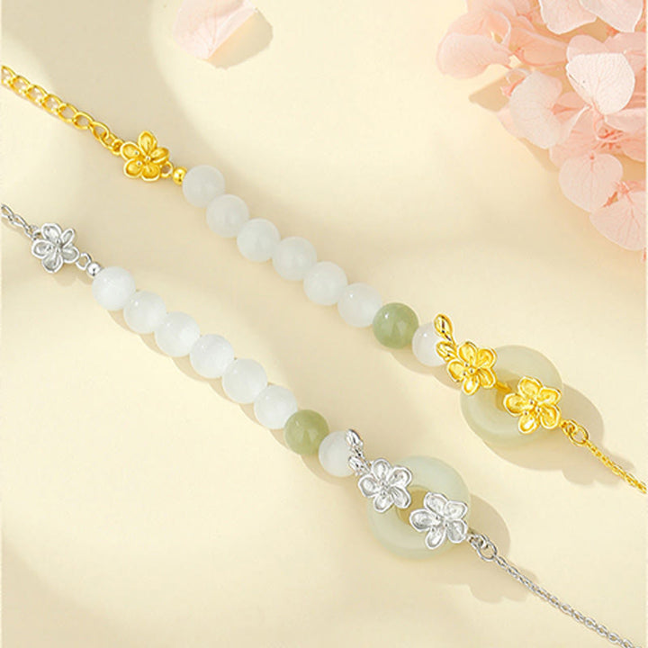 Buddha Stones Chrysoberyll Hetian Jade 999 Sterling Silber Liebesarmband - image 2