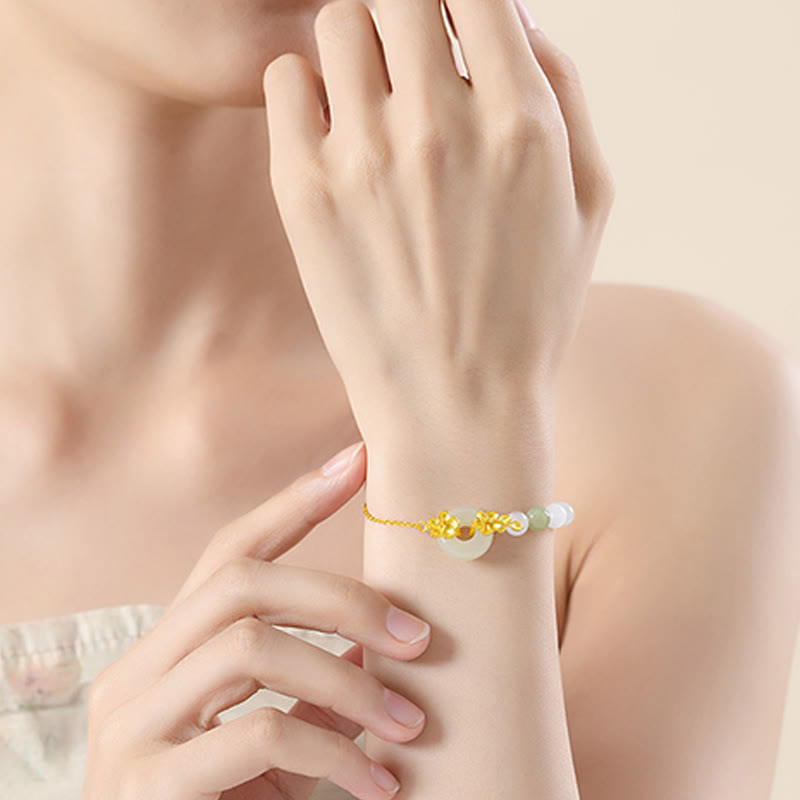 Buddha Stones Chrysoberyll Hetian Jade 999 Sterling Silber Liebesarmband - image 3