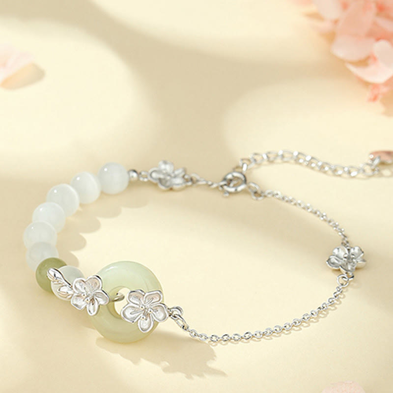 Buddha Stones Chrysoberyll Hetian Jade 999 Sterling Silber Liebesarmband - Chrysoberyll, Hetian-Jade, 999 Sterlingsilber (Handgelenkumfang: 14-19 cm) - image 9