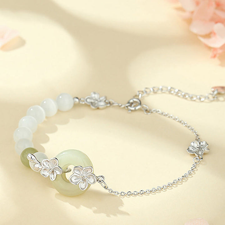 Buddha Stones Chrysoberyll Hetian Jade 999 Sterling Silber Liebesarmband - Chrysoberyll, Hetian-Jade, 999 Sterlingsilber (Handgelenkumfang: 14-19 cm) - image 9