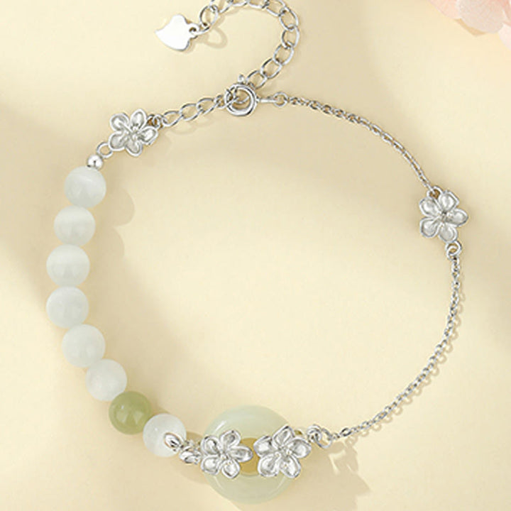 Buddha Stones Chrysoberyll Hetian Jade 999 Sterling Silber Liebesarmband - image 10