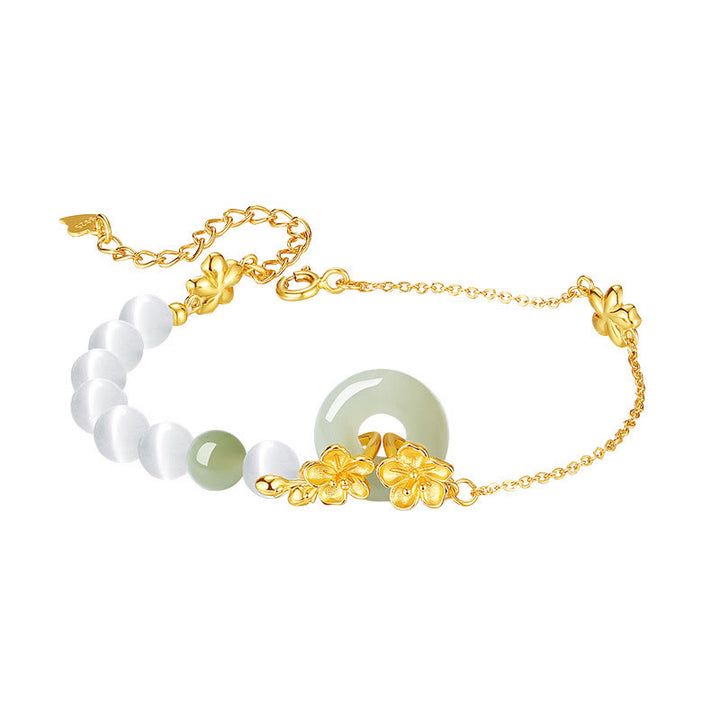 Buddha Stones Chrysoberyll Hetian Jade 999 Sterling Silber Liebesarmband - image 12