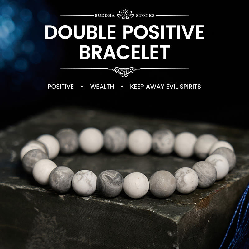 Buddha Stones Picasso Jaspis Weiß Türkis Mut Armband - image 0