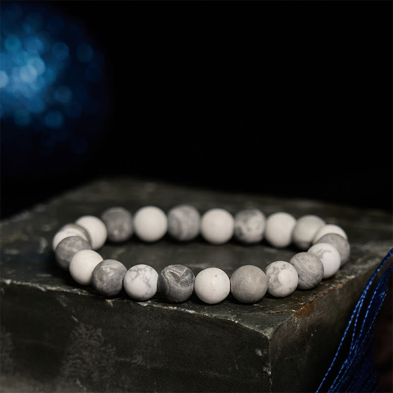 Buddha Stones Picasso Jaspis Weiß Türkis Mut Armband - image 1