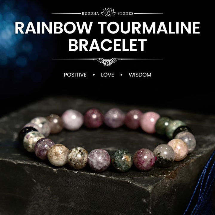 Buddha Stones Regenbogen-Turmalin-Positivarmband
