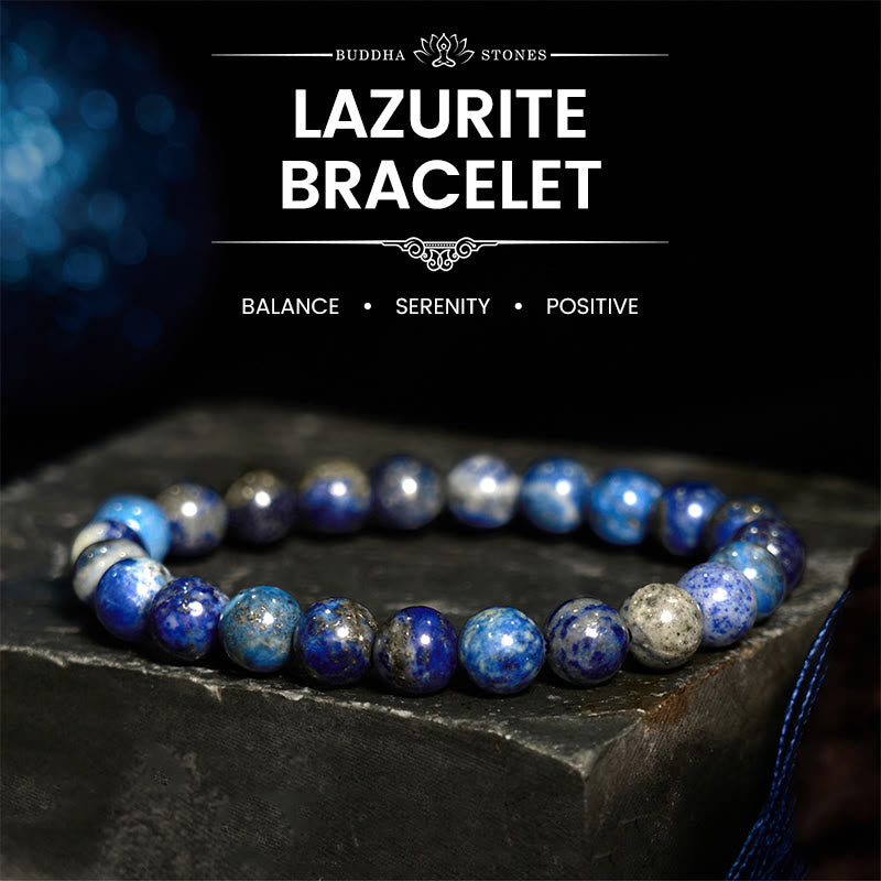 Buddha Stones, Lapislazuli, Armband für positive Balance - Lapislazuli (Handgelenkumfang: 14-16 cm) - image 0
