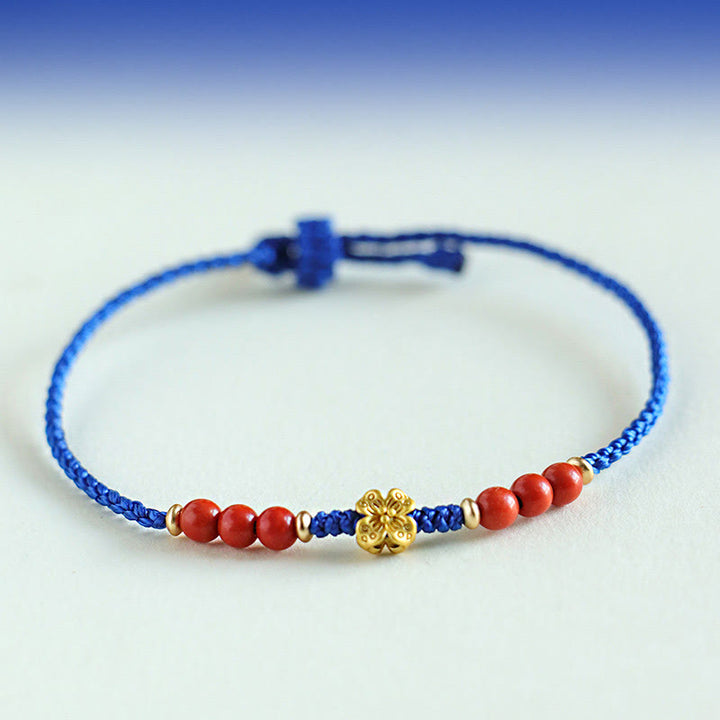 Buddha Stones Klein Blue String Südroter Achat Granat Kupfer Flower Power Armband