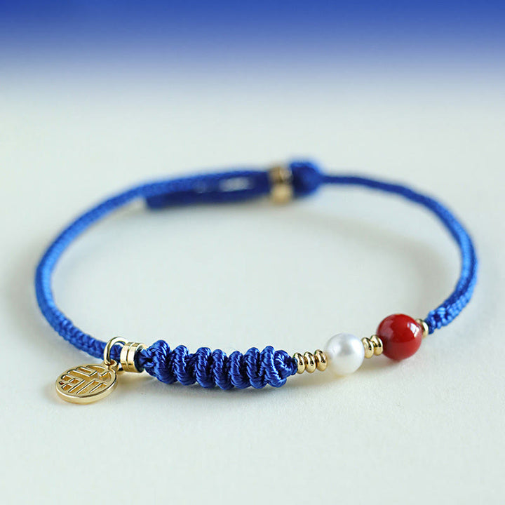 Buddha Stones ​​Kleinblaue Schnur Südroter Achat Granat Blauer Aventurin Lazurit Lapislazuli Kupfer Schmetterling Fu Charakter Positives Armband - image 11