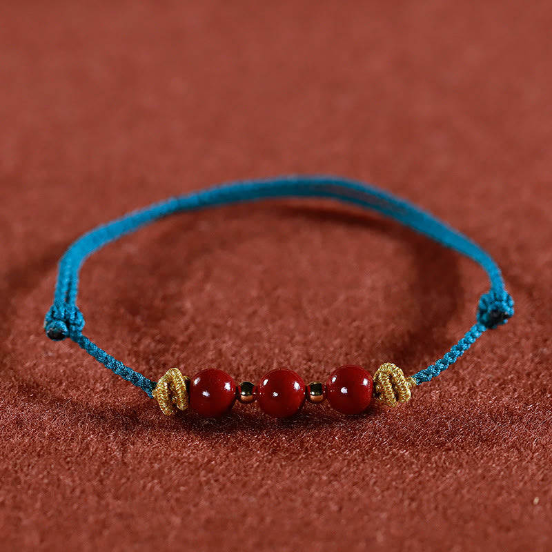 Buddha Stones Buntes Armband aus Zinnober mit ruhiger Schnur - Blauer Zinnoberfaden (Handgelenkumfang: 15-17 cm) - image 2