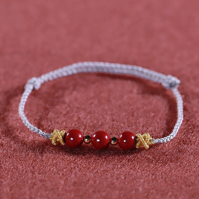 Buddha Stones Buntes Armband aus Zinnober mit ruhiger Schnur - Silberne Schnur mit Zinnober (Handgelenkumfang: 15-17 cm) - image 14