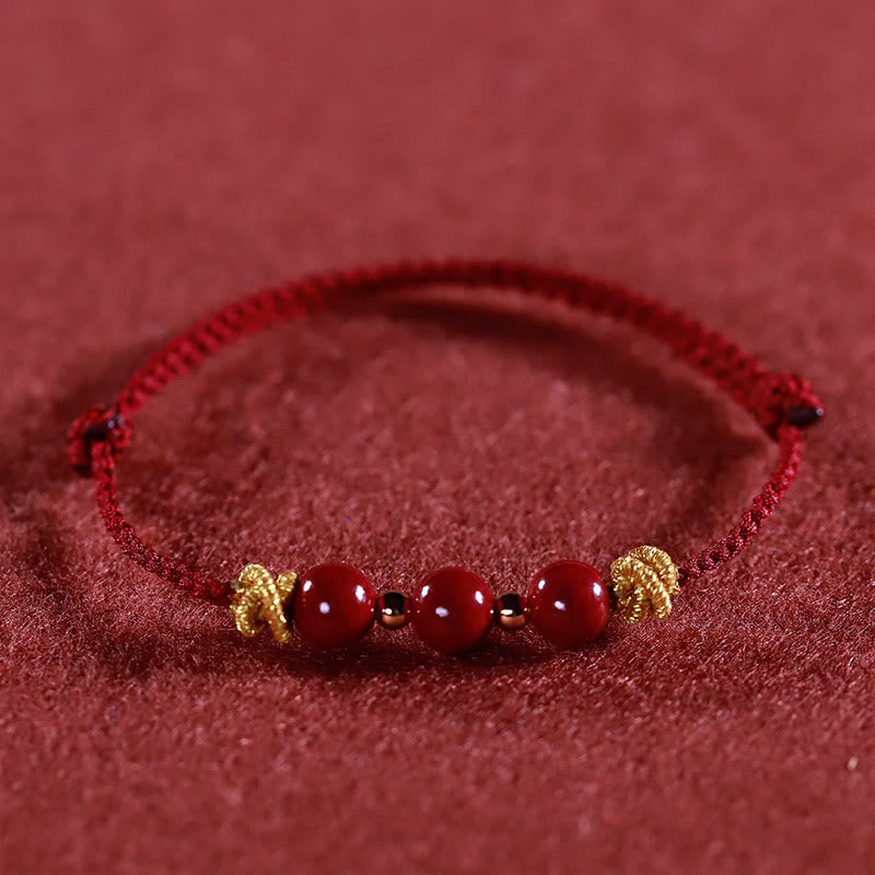 Buddha Stones Buntes Armband aus Zinnober mit ruhiger Schnur - Dunkelrotes Zinnoberarmband (Handgelenkumfang: 15-17 cm) - image 9