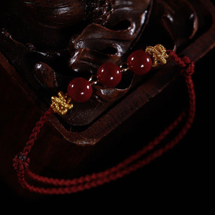 Buddha Stones Buntes Armband aus Zinnober mit ruhiger Schnur