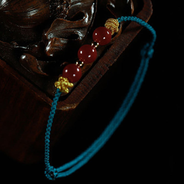 Buddha Stones Buntes Armband aus Zinnober mit ruhiger Schnur