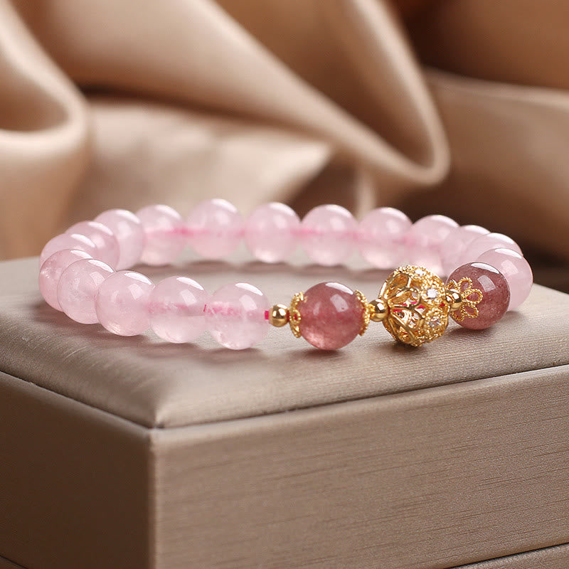 Buddha Stones Rosa Kristall Erdbeerquarz Liebesarmband - image 3