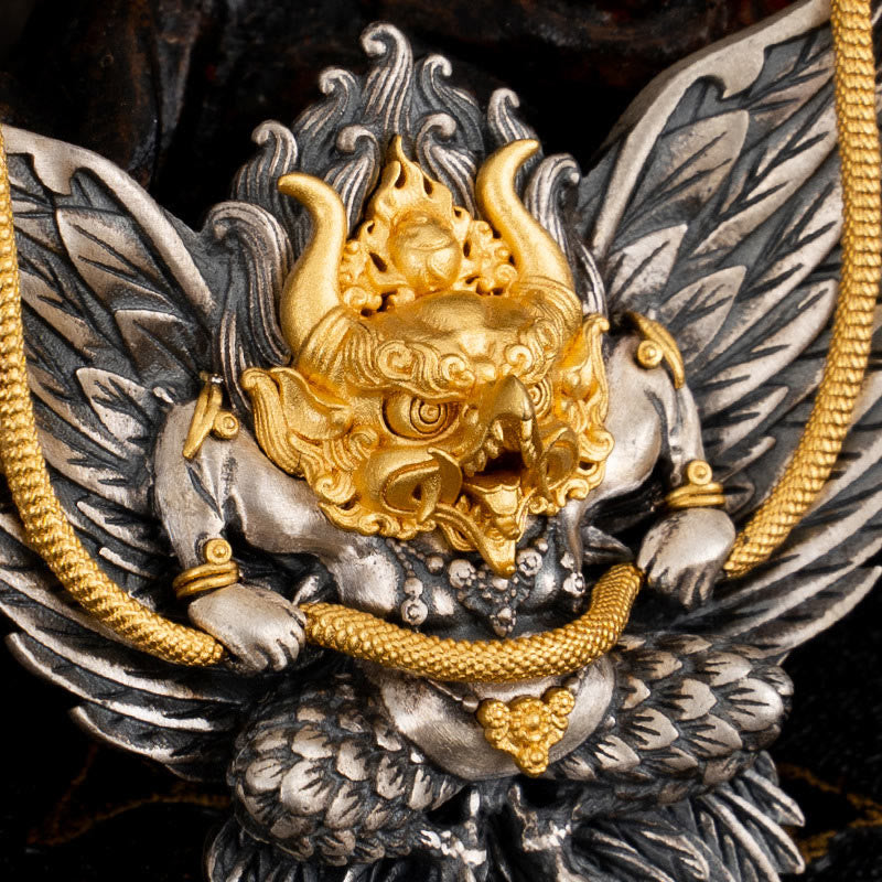 Halskette mit Anhänger Buddha Stones 925 Sterling Silber tibetischer Garuda Vogel Drache Schlange Weisheit - image 7