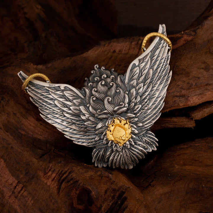 Halskette mit Anhänger Buddha Stones 925 Sterling Silber tibetischer Garuda Vogel Drache Schlange Weisheit - image 3