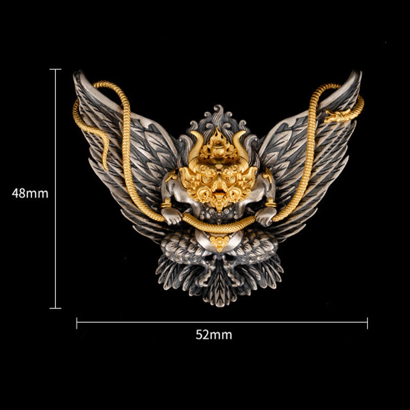 Halskette mit Anhänger Buddha Stones 925 Sterling Silber tibetischer Garuda Vogel Drache Schlange Weisheit - image 7