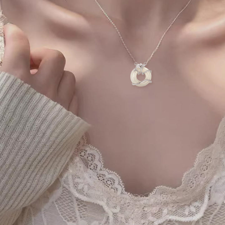 Buddha Stones ​​Hetian Jade 925 Sterling Silber Frieden Schnalle Ginkgo Blatt Halskette Anhänger - image 11