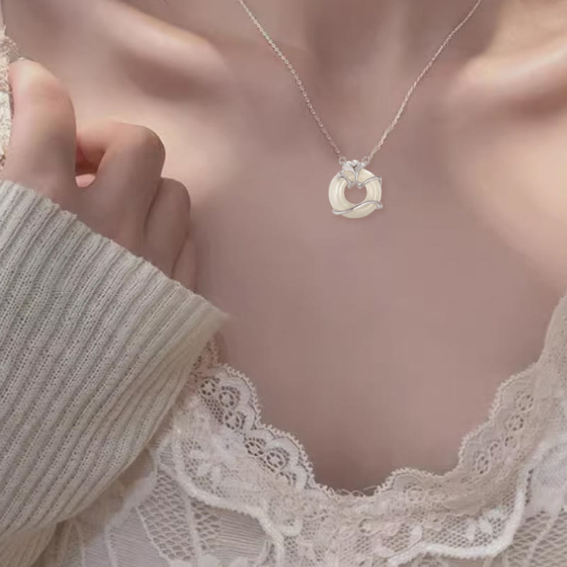 Buddha Stones ​​Hetian Jade 925 Sterling Silber Frieden Schnalle Ginkgo Blatt Halskette Anhänger - image 11