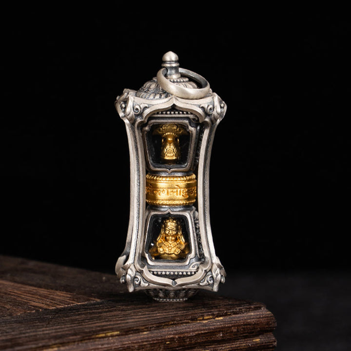 Halskette mit Anhänger „Zakiram“ aus tibetischem 925er Sterlingsilber mit Buddha Stones , Segen der Göttin des Reichtums - image 1