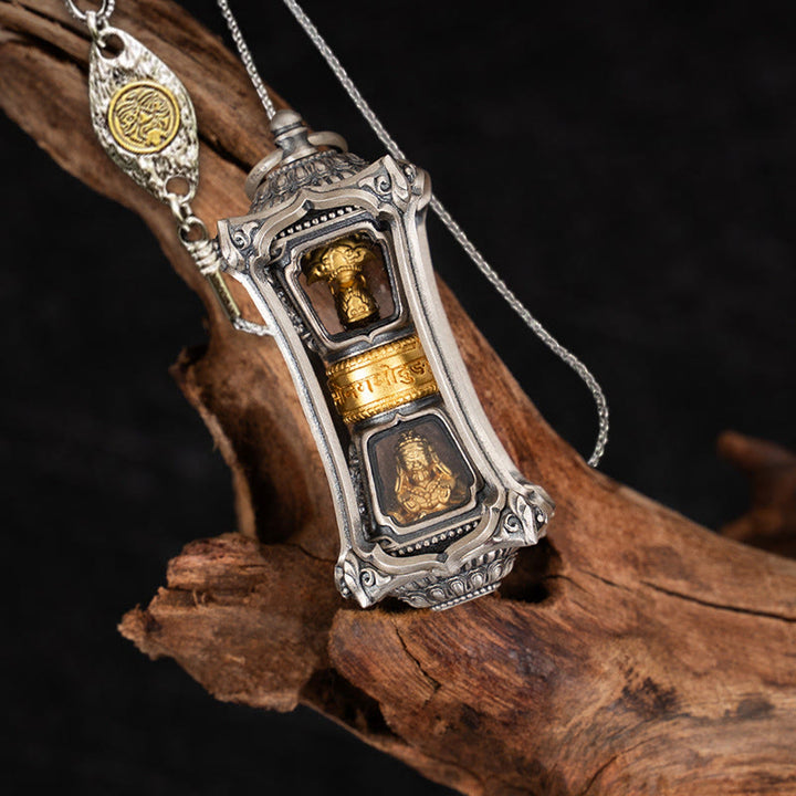 Halskette mit Anhänger „Zakiram“ aus tibetischem 925er Sterlingsilber mit Buddha Stones , Segen der Göttin des Reichtums - Zakiram und 50 cm lange Zakiram-Kupferkette - image 15