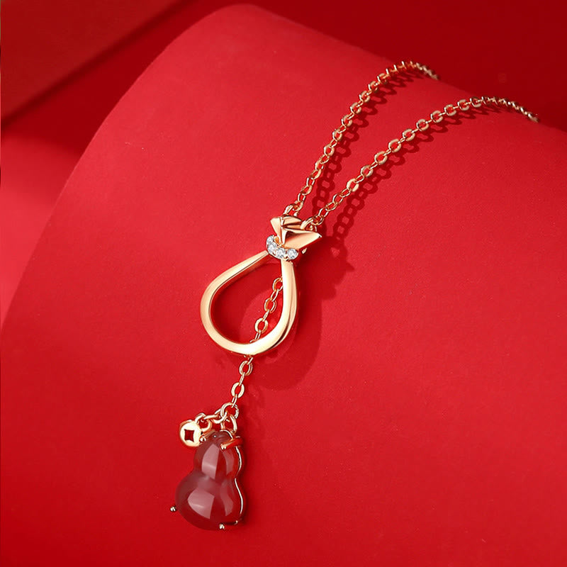 Buddha Stones Roter Achat Chalcedon 925 Sterling Silber Kürbis Glückstasche Vertrauen Halskette Anhänger - Roter Achat, 925er Sterlingsilber - image 0