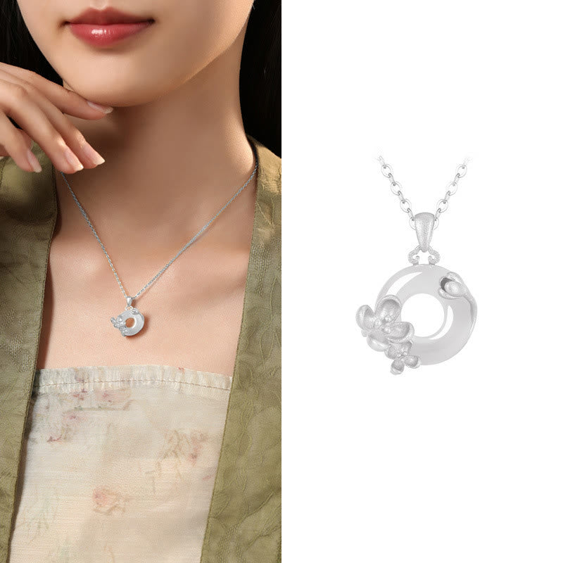 Buddha Stones ​​Chalcedon 925 Sterling Silber Frieden Schnalle Blumen Halskette Anhänger - Osmanthus - 925 Sterling Silber Chalcedon - image 36