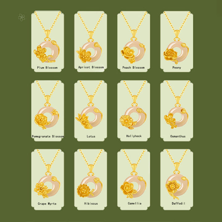 Buddha Stones ​​Chalcedon 925 Sterling Silber Frieden Schnalle Blumen Halskette Anhänger - image 41