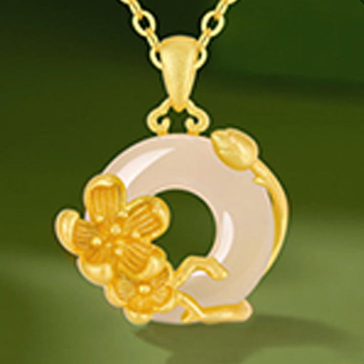 Buddha Stones ​​Chalcedon 925 Sterling Silber Frieden Schnalle Blumen Halskette Anhänger - image 8