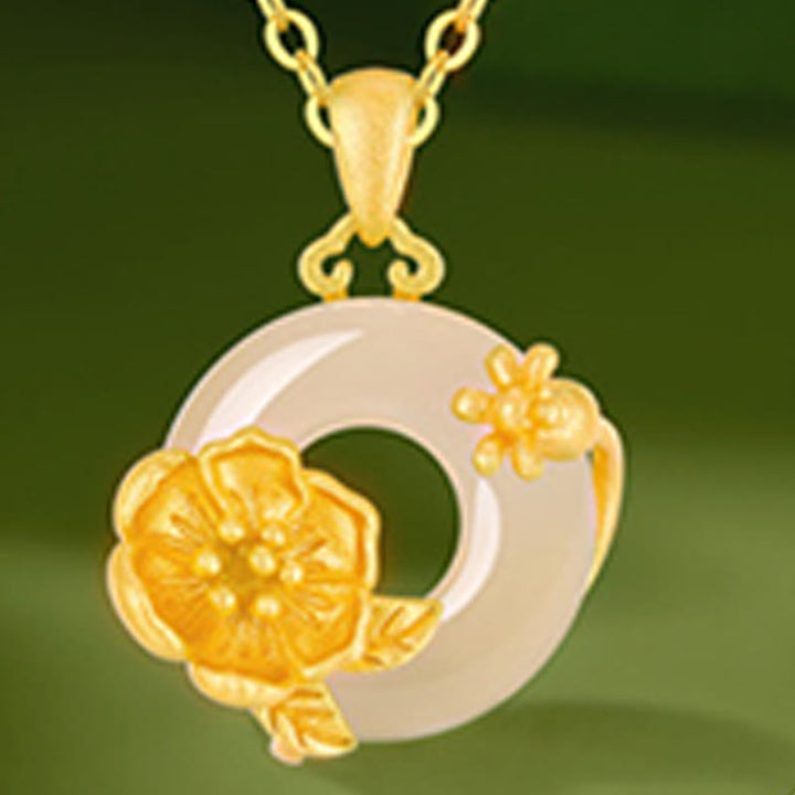 Buddha Stones ​​Chalcedon 925 Sterling Silber Frieden Schnalle Blumen Halskette Anhänger - image 15