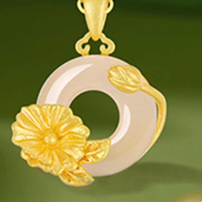 Buddha Stones ​​Chalcedon 925 Sterling Silber Frieden Schnalle Blumen Halskette Anhänger - image 19