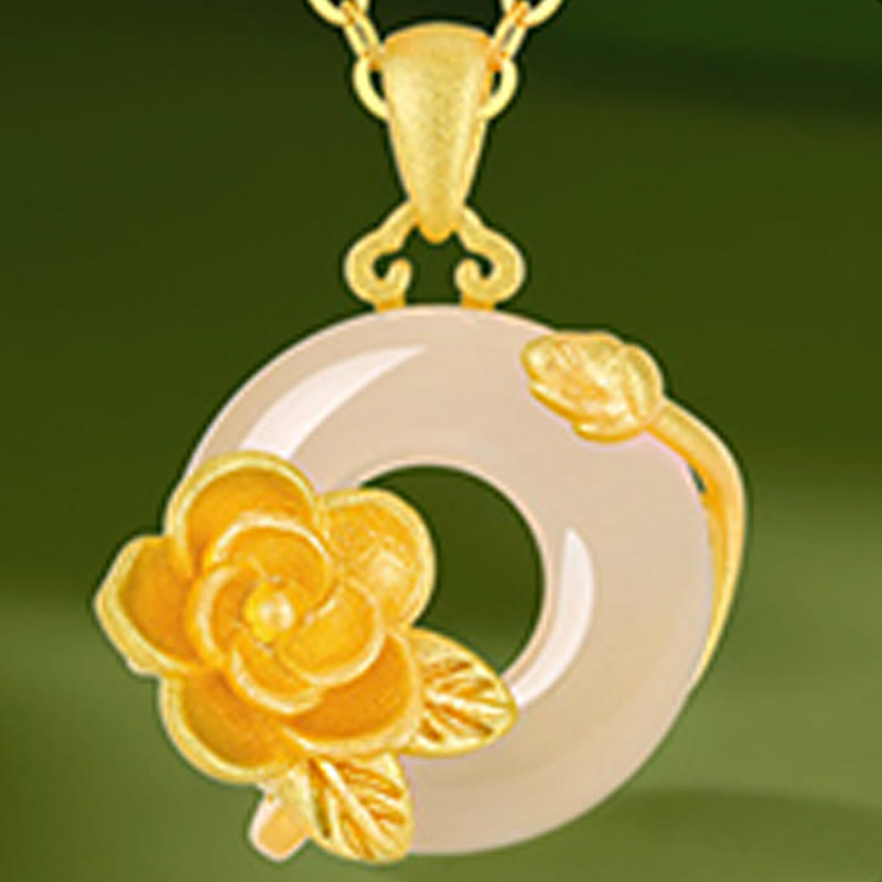 Buddha Stones ​​Chalcedon 925 Sterling Silber Frieden Schnalle Blumen Halskette Anhänger - image 27