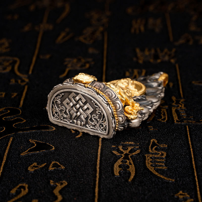 Halskette mit Anhänger aus 925er Sterlingsilber mit Buddha Stones, tibetisches Gelb, Jambhala, Gott des Reichtums, Segen - image 3