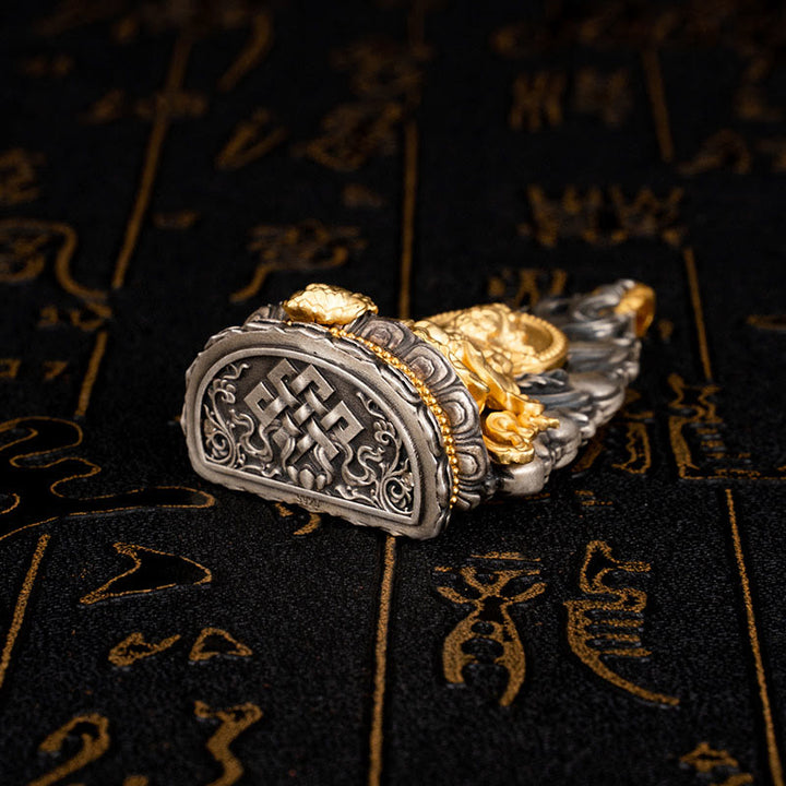 Halskette mit Anhänger aus 925er Sterlingsilber mit Buddha Stones, tibetisches Gelb, Jambhala, Gott des Reichtums, Segen - image 3