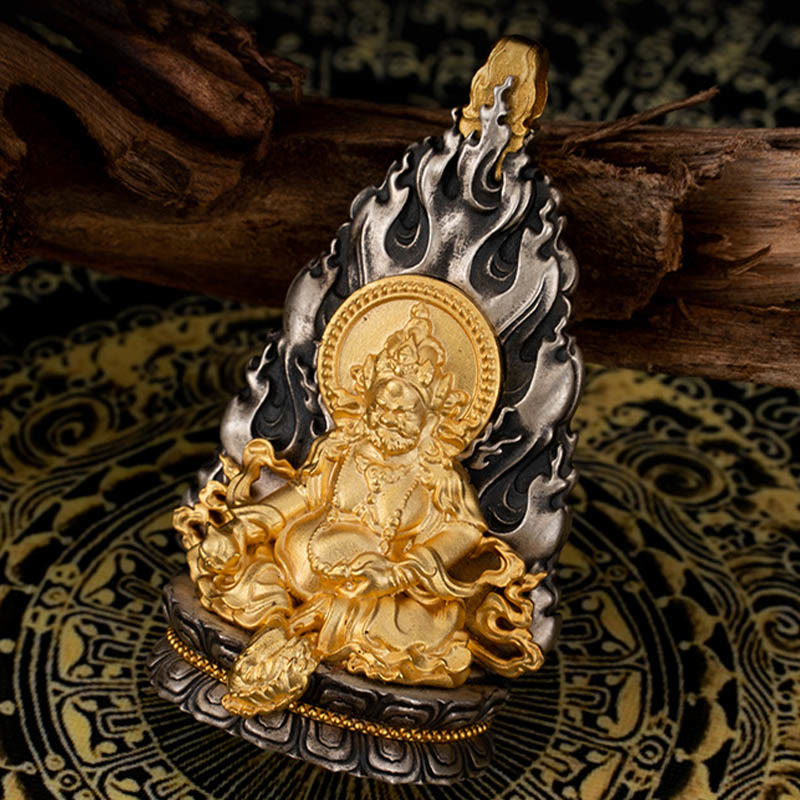 Halskette mit Anhänger aus 925er Sterlingsilber mit Buddha Stones, tibetisches Gelb, Jambhala, Gott des Reichtums, Segen - image 2