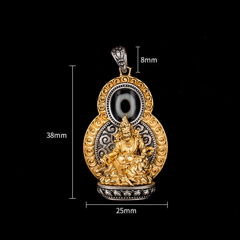 Buddha Stones, 925er Sterlingsilber, tibetisch, gelb, Jambhala, Gott des Reichtums, Dzi-Perle, Om Mani Padme Hum, Glück, Halskettenanhänger - image 10