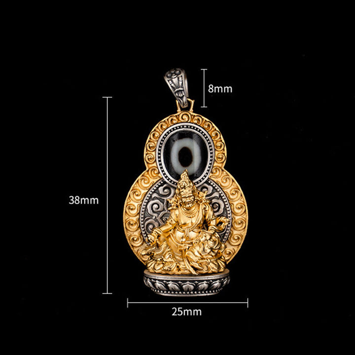 Buddha Stones, 925er Sterlingsilber, tibetisch, gelb, Jambhala, Gott des Reichtums, Dzi-Perle, Om Mani Padme Hum, Glück, Halskettenanhänger - image 10