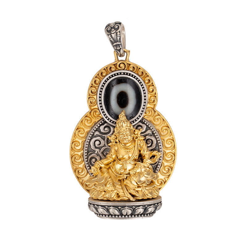 Buddha Stones, 925er Sterlingsilber, tibetisch, gelb, Jambhala, Gott des Reichtums, Dzi-Perle, Om Mani Padme Hum, Glück, Halskettenanhänger - image 13