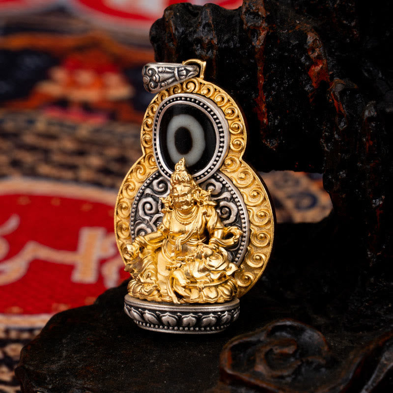 Buddha Stones, 925er Sterlingsilber, tibetisch, gelb, Jambhala, Gott des Reichtums, Dzi-Perle, Om Mani Padme Hum, Glück, Halskettenanhänger - image 9