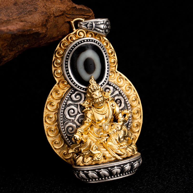 Buddha Stones, 925er Sterlingsilber, tibetisch, gelb, Jambhala, Gott des Reichtums, Dzi-Perle, Om Mani Padme Hum, Glück, Halskettenanhänger - image 2