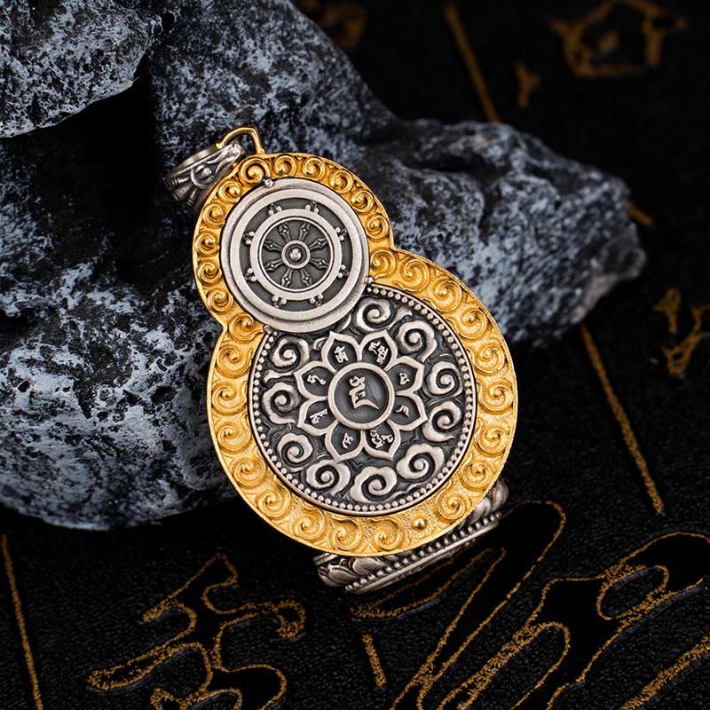 Buddha Stones, 925er Sterlingsilber, tibetisch, gelb, Jambhala, Gott des Reichtums, Dzi-Perle, Om Mani Padme Hum, Glück, Halskettenanhänger - image 3