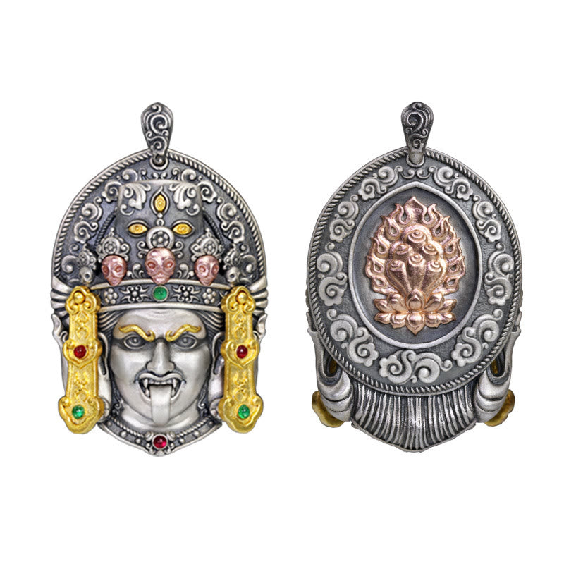 Halskette mit Anhänger „Buddha Stones“ aus 925er Sterlingsilber, tibetische Zakiram-Göttin des Reichtums, hält böse Geister fern