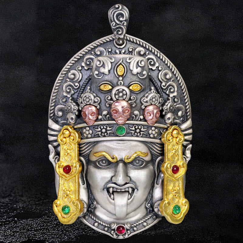 Halskette mit Anhänger „Buddha Stones“ aus 925er Sterlingsilber, tibetische Zakiram-Göttin des Reichtums, hält böse Geister fern