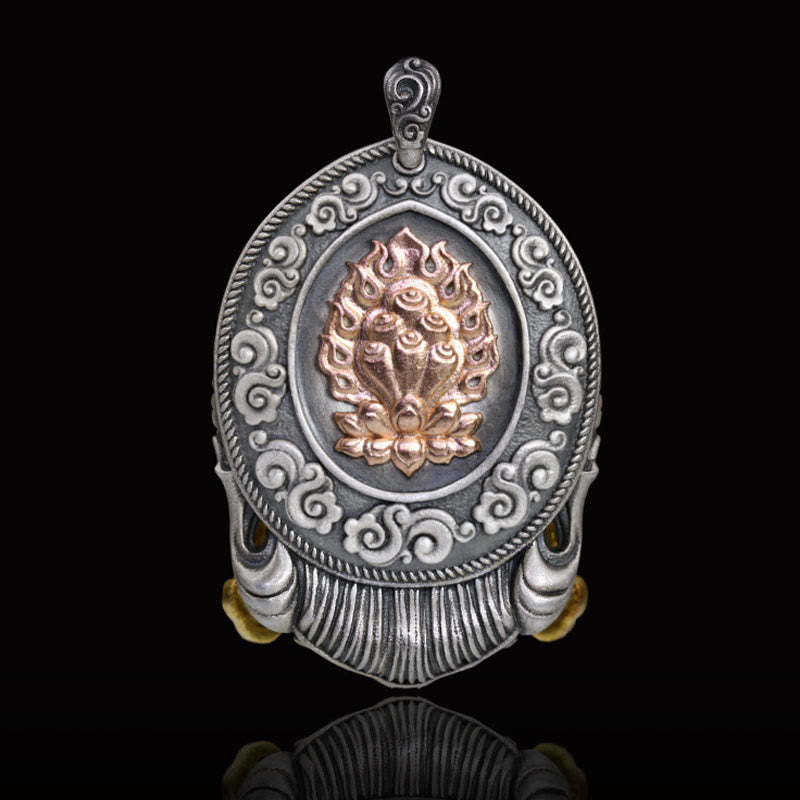 Halskette mit Anhänger „Buddha Stones“ aus 925er Sterlingsilber, tibetische Zakiram-Göttin des Reichtums, hält böse Geister fern