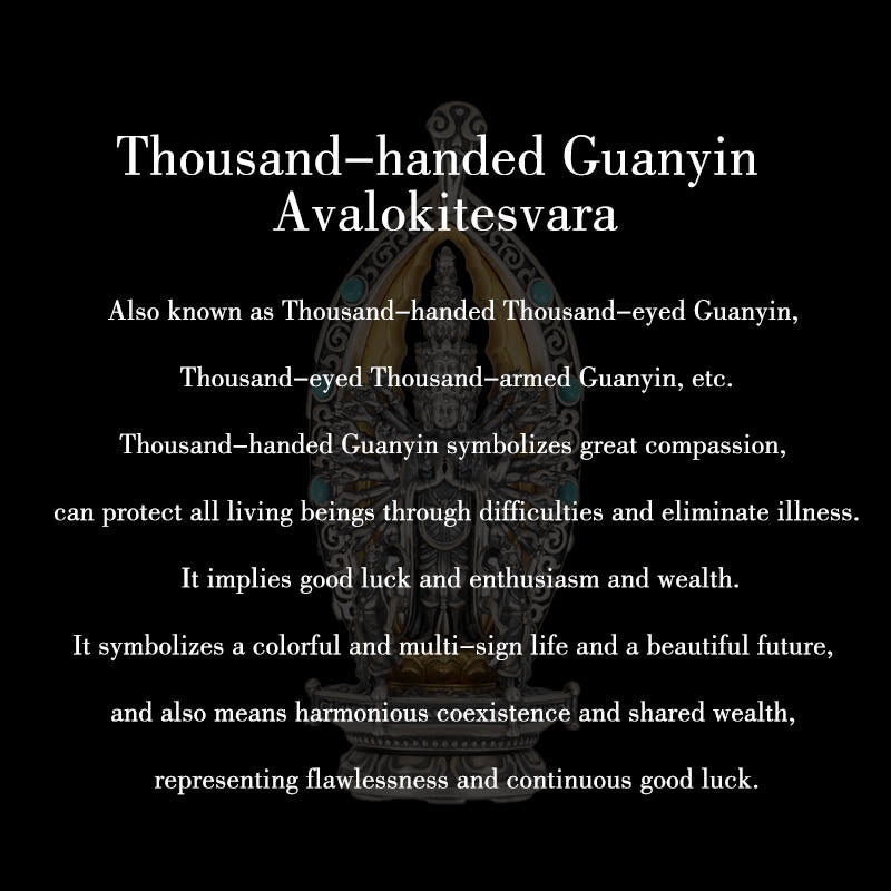 Buddha Stones ​​925 Sterling Silber Tausendarmige Guanyin Kwan Yin Avalokiteśvara Reichtum Halskette Anhänger - image 10