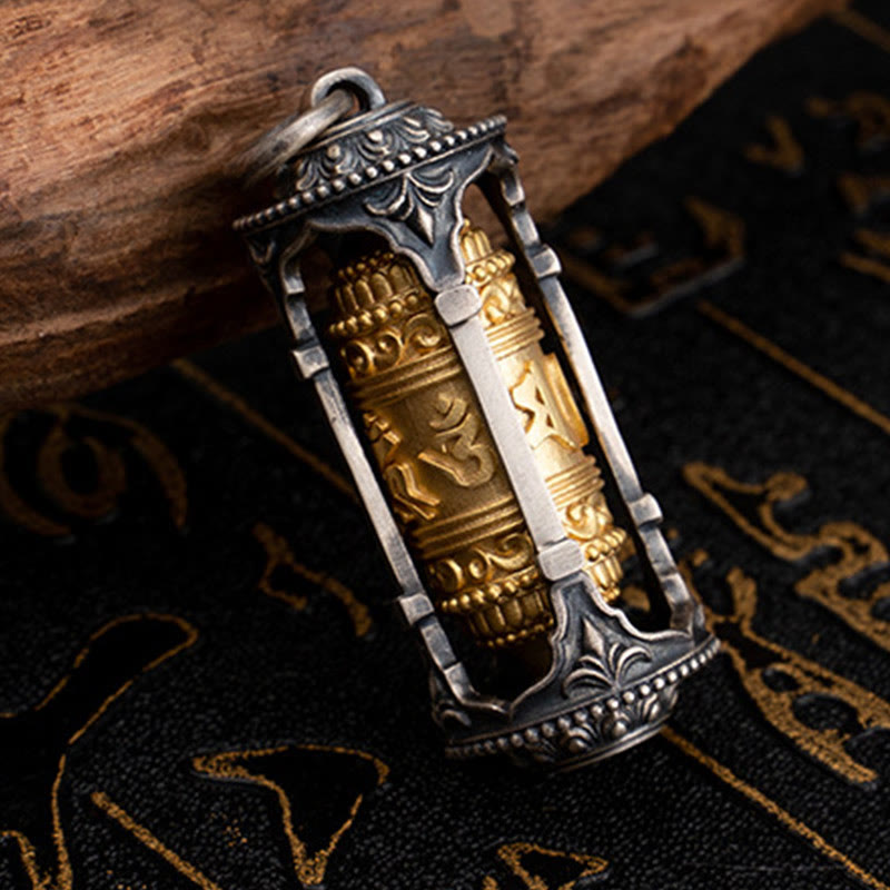 Halskette mit Anhänger „Buddha Stones“ aus 925er Sterlingsilber, tibetische Gebetsmühle „Om Mani Padme Hum“ - image 3