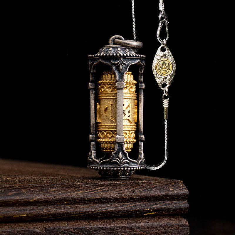 Halskette mit Anhänger „Buddha Stones“ aus 925er Sterlingsilber, tibetische Gebetsmühle „Om Mani Padme Hum“ - Gebetsrad & 50 cm Zakiram-Kupferkette - image 16