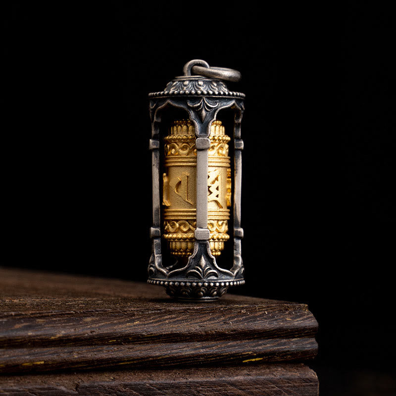 Halskette mit Anhänger „Buddha Stones“ aus 925er Sterlingsilber, tibetische Gebetsmühle „Om Mani Padme Hum“ - Gebetsmühle (nur als Anhänger) - image 0