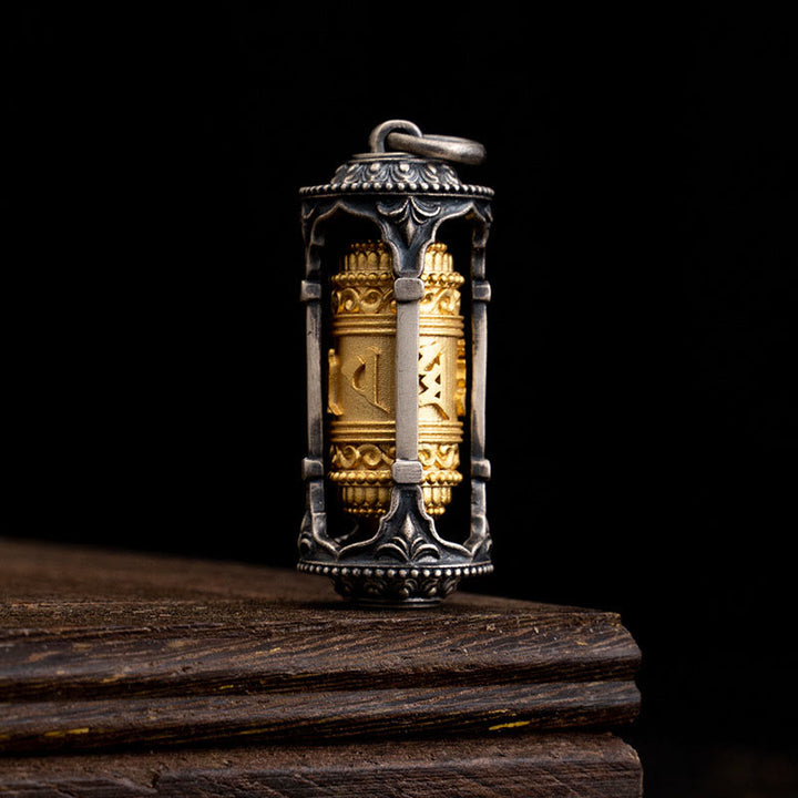 Halskette mit Anhänger „Buddha Stones“ aus 925er Sterlingsilber, tibetische Gebetsmühle „Om Mani Padme Hum“ - Gebetsmühle (nur als Anhänger) - image 0