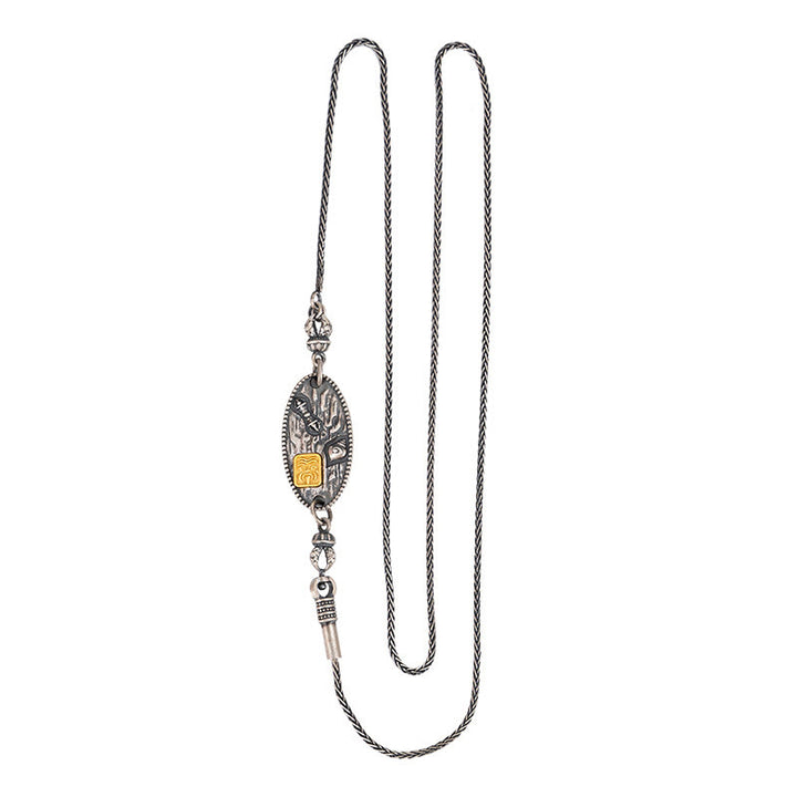 Buddha Stones, 925er Sterlingsilber, tibetische Zakiram, Göttin des Reichtums, Bodhisattva Tara, Om Mani Padme Hum, Schutz, Metallkette, Halskette - Zakiram 49cm Kette - image 3